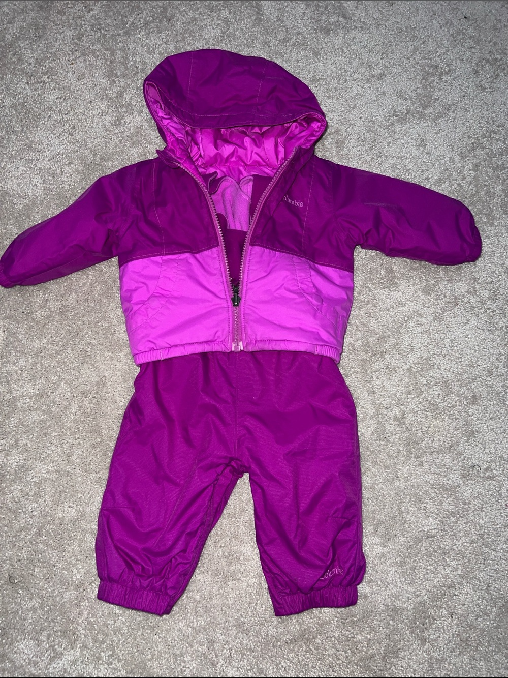 Columbia Reversible Baby Two-Tone Pink and Purple Snow Coverall